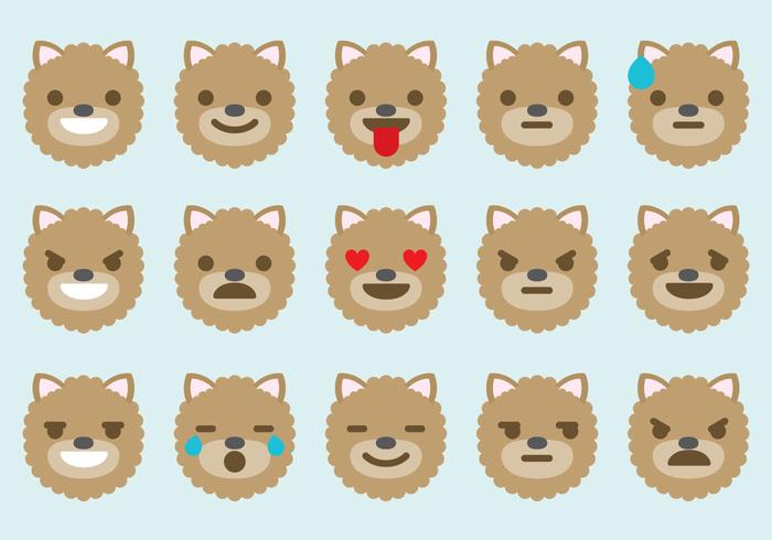 Vettori dell'emoticon del cane di Pomeranian