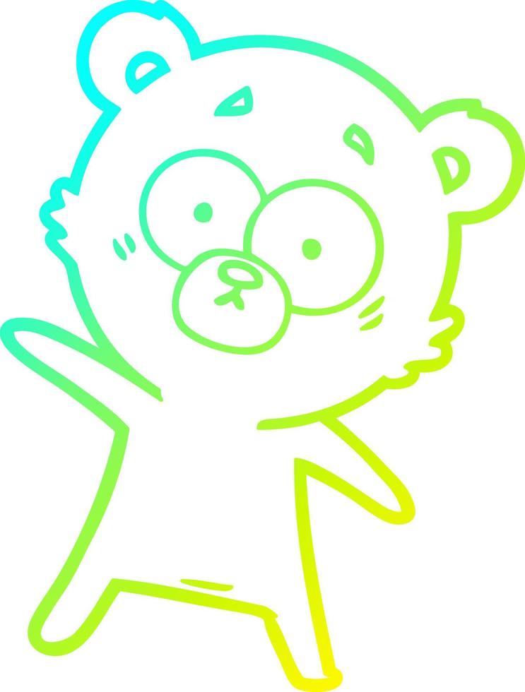 disegno a tratteggio a gradiente freddo cartone animato orso sorpreso vettore