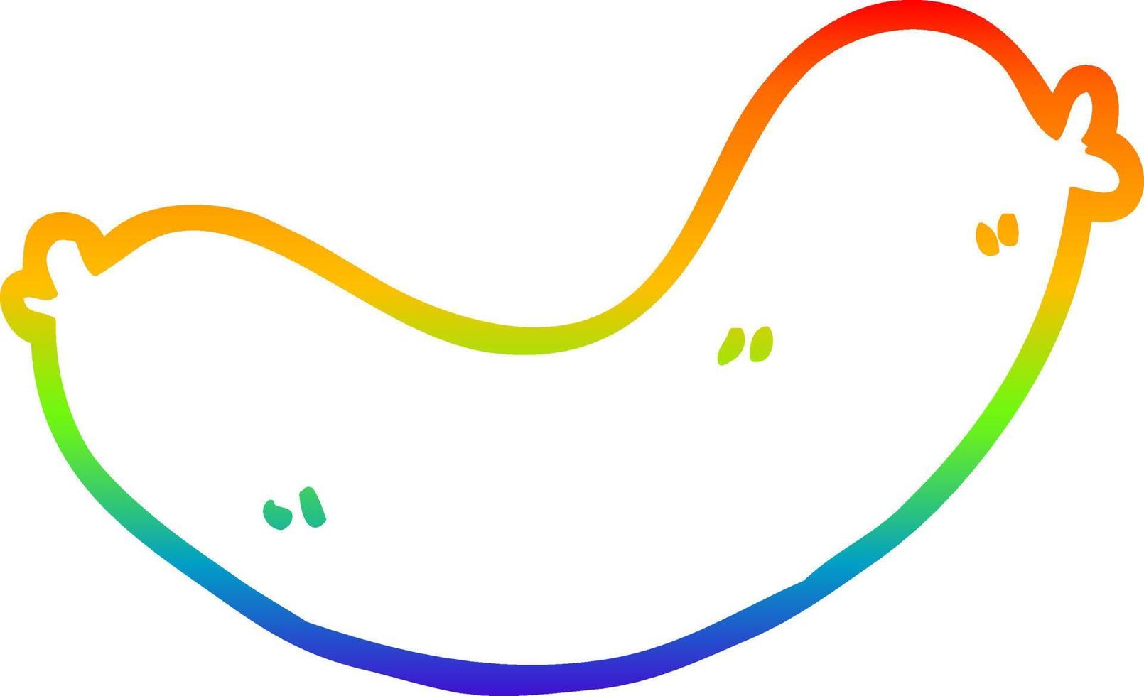 Salsicce di cartoni animati di disegno a tratteggio sfumato arcobaleno vettore