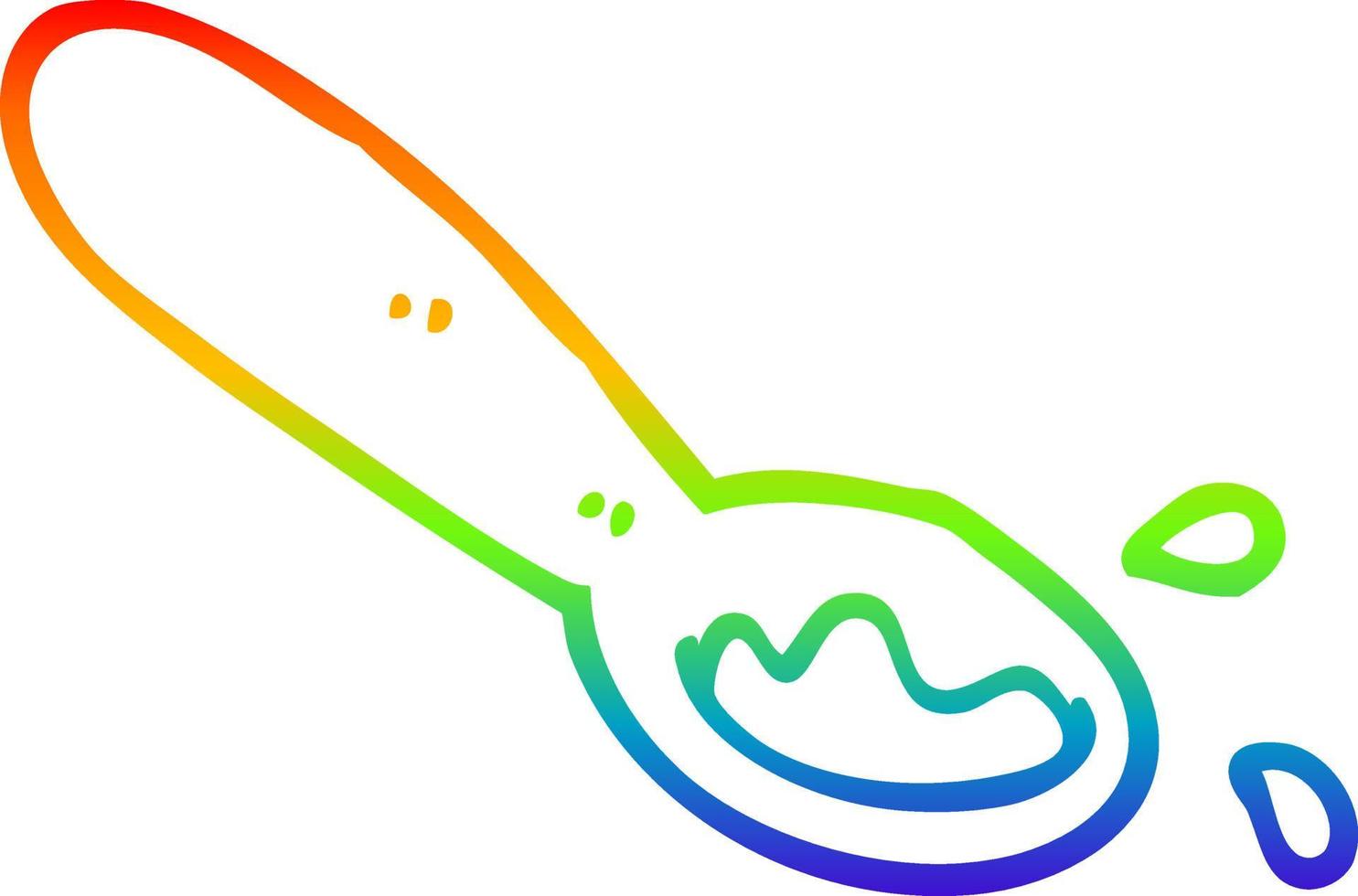 arcobaleno gradiente linea disegno cartone animato mestolo di cibo vettore