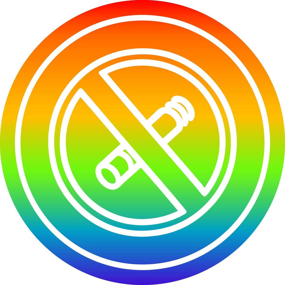 circolare vietato fumare nello spettro arcobaleno vettore