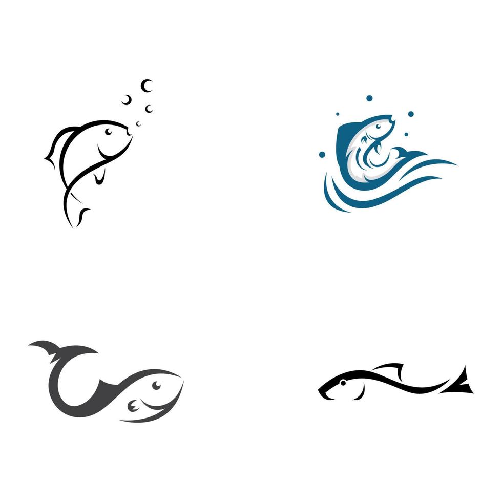 logo di pesce, amo da pesca, olio di pesce e icona del ristorante di frutti di mare. con il modello dell'illustrazione di progettazione di concetto dell'icona di vettore