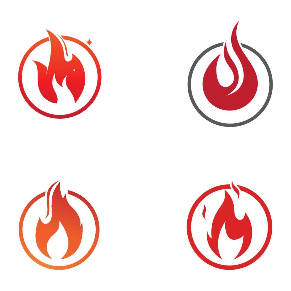 logo fuoco o fiamma, logo palla di fuoco e braci. utilizzando un concetto di design del modello di illustrazione vettoriale. vettore