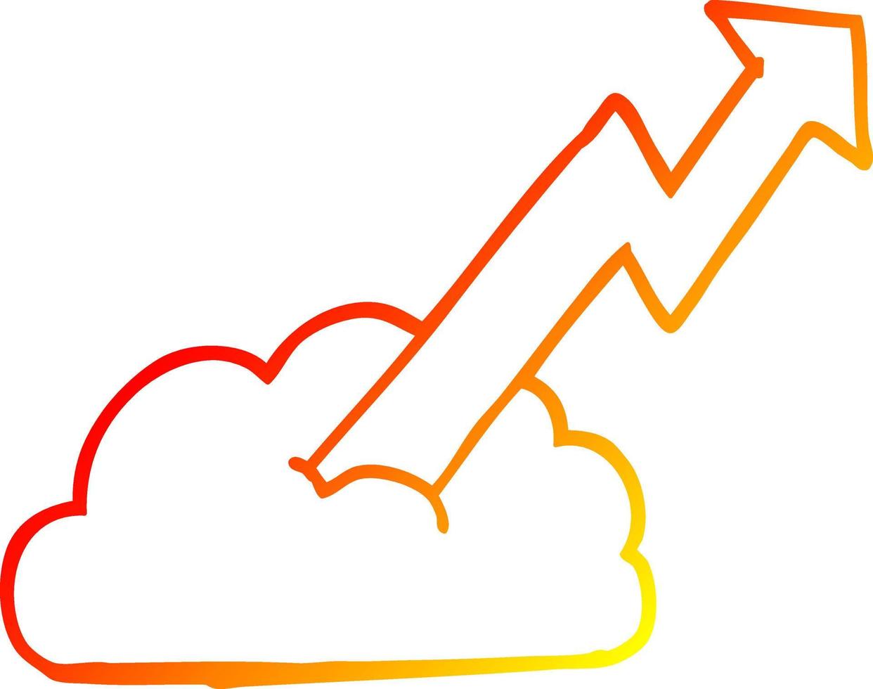 freccia di crescita aziendale del fumetto di disegno a linea a gradiente caldo vettore