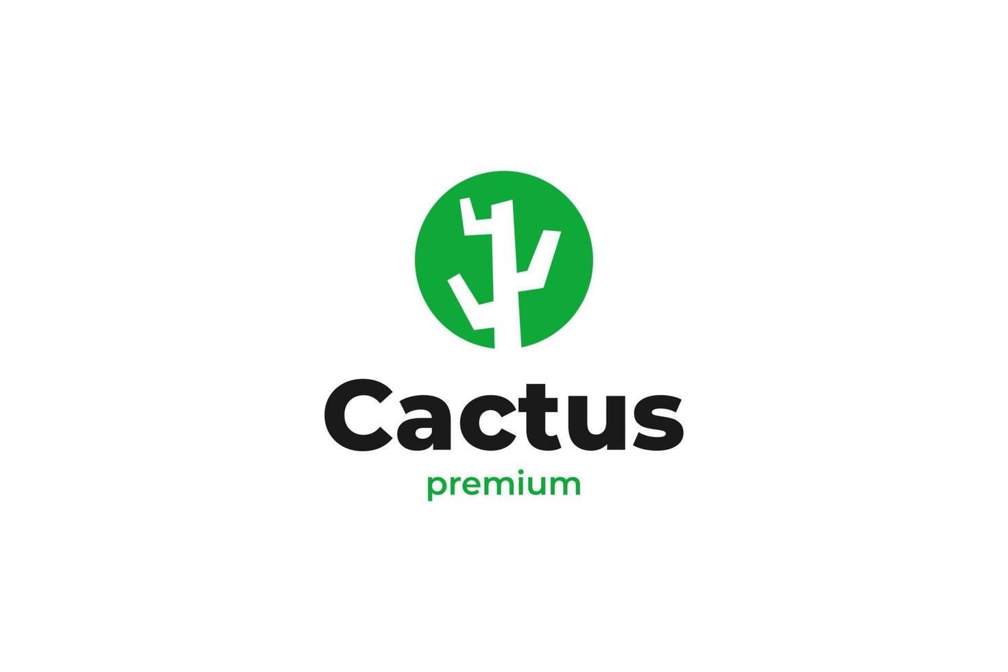 piatto cactus logo design vettore illustrazione idea