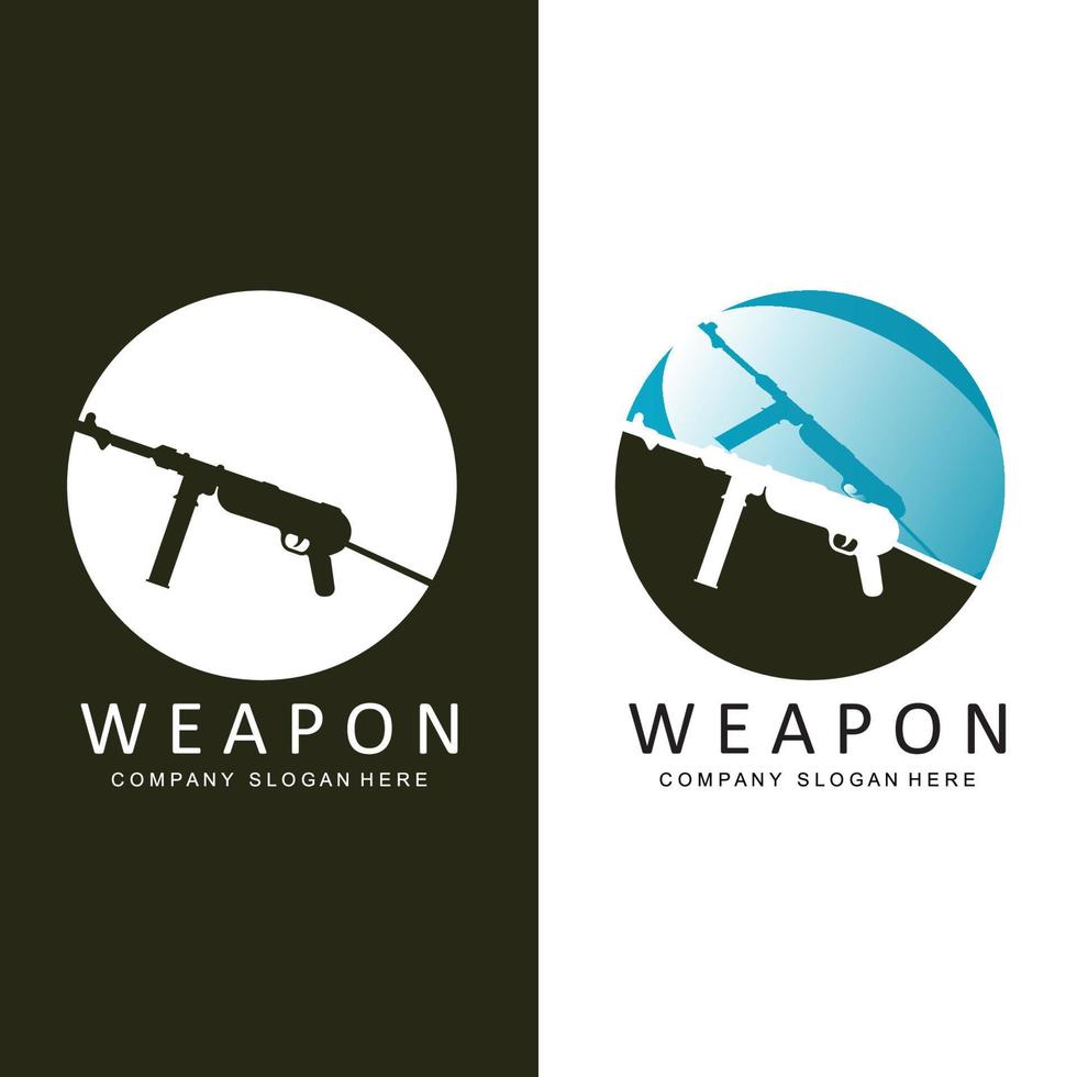 icona vettore logo arma automatica. armi da battaglia. pistole, fucili. illustrazione di armi e militari