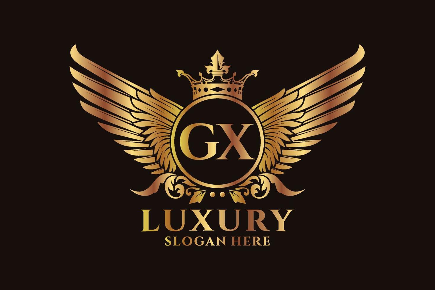 lusso reale ala lettera gx cresta oro colore logo vettore, vittoria logo, cresta logo, ala logo, vettore logo modello.