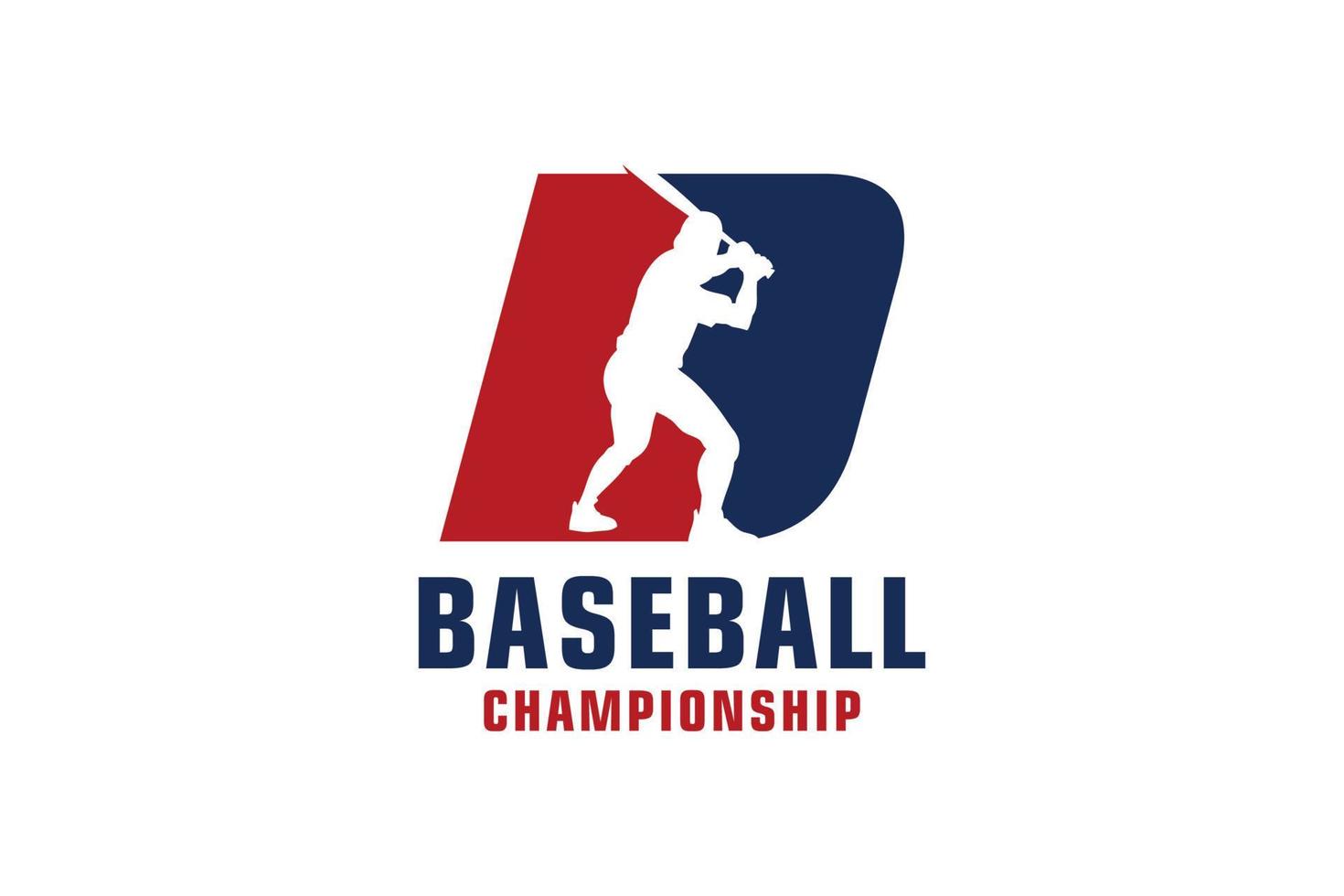 lettera d con logo da baseball. elementi del modello di progettazione vettoriale per la squadra sportiva o l'identità aziendale.