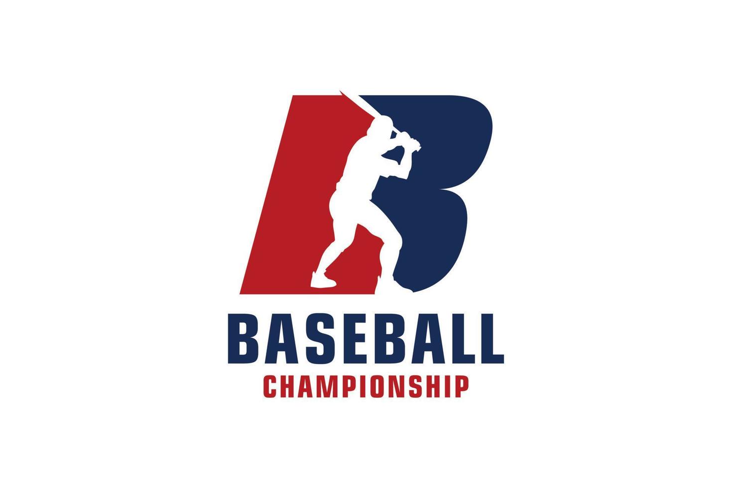 lettera b con logo da baseball. elementi del modello di progettazione vettoriale per la squadra sportiva o l'identità aziendale.