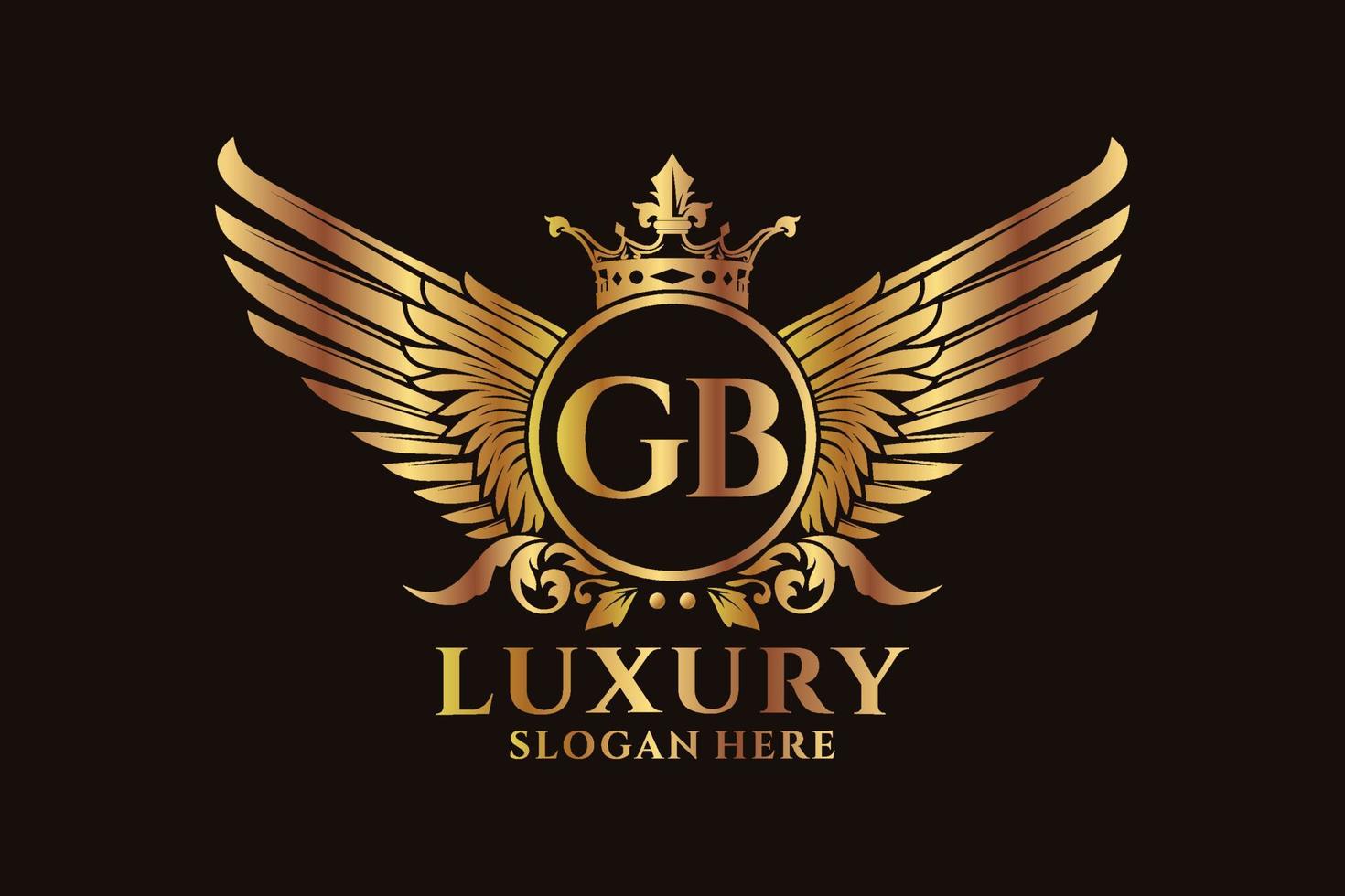 lusso reale ala lettera gb cresta oro colore logo vettore, vittoria logo, cresta logo, ala logo, vettore logo modello.