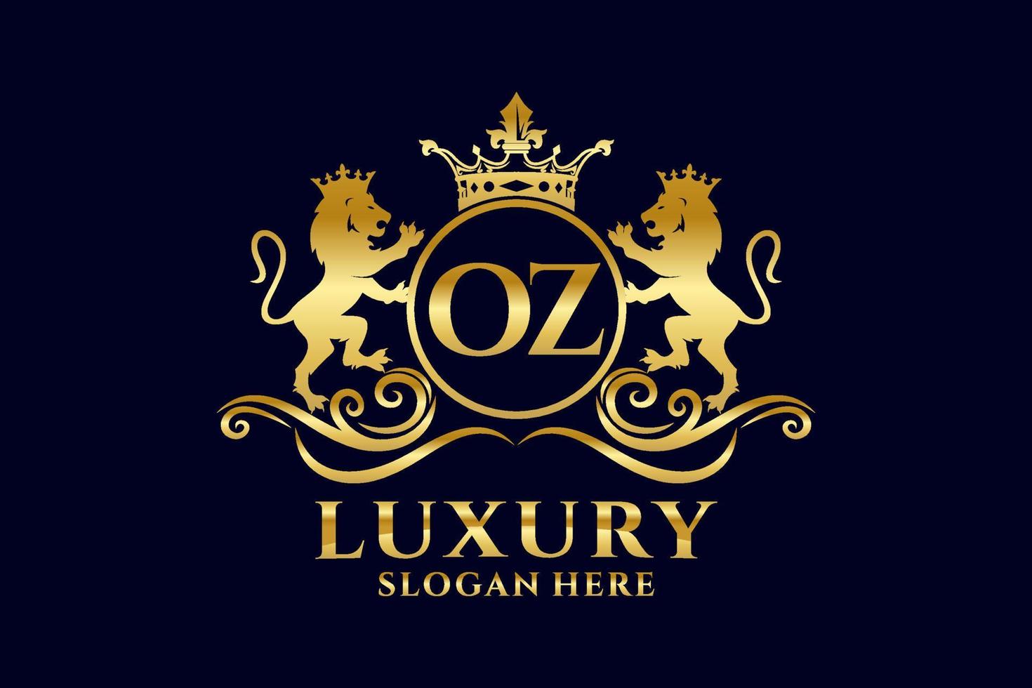 iniziale oz lettera Leone reale lusso logo modello nel vettore arte per lussuoso il branding progetti e altro vettore illustrazione.
