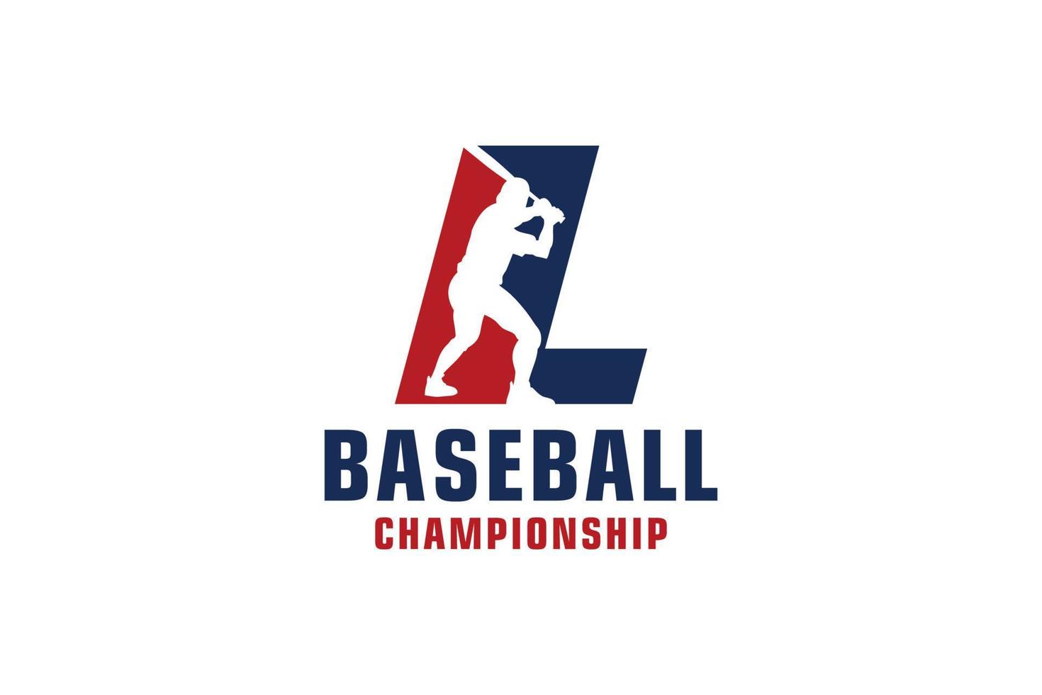 lettera l con logo da baseball. elementi del modello di progettazione vettoriale per la squadra sportiva o l'identità aziendale.