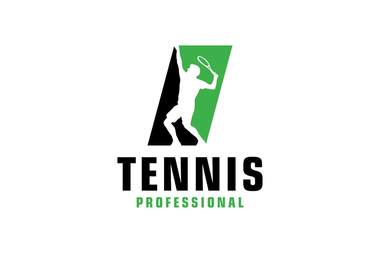 lettera i con disegno del logo della siluetta del tennista. elementi del modello di progettazione vettoriale per la squadra sportiva o l'identità aziendale.