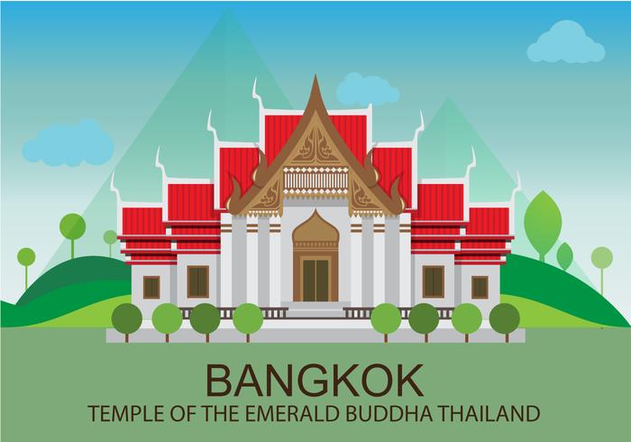 Tempio nell'illustrazione di Bangkok vettore