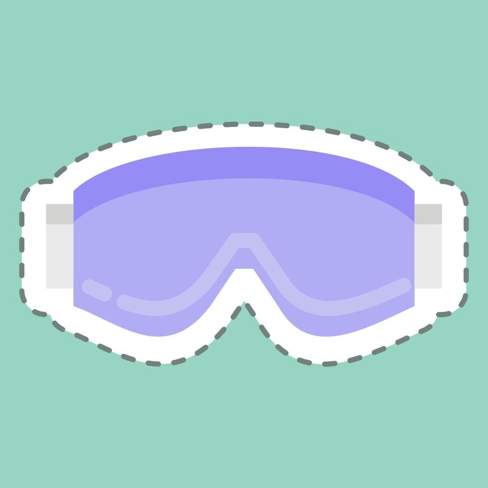 etichetta linea tagliare goggle bicchiere tasca. adatto per abbigliamento sportivo simbolo. semplice design modificabile. design modello vettore. semplice illustrazione vettore