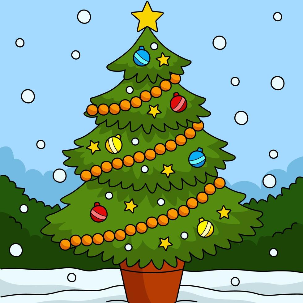 Natale albero colorato cartone animato illustrazione vettore