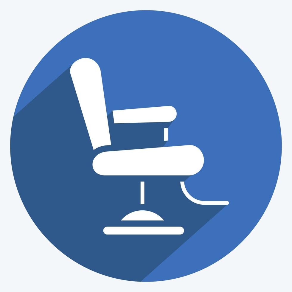 icona barbiere sedia. adatto per barbiere simbolo. lungo ombra stile. semplice design modificabile. design modello vettore. semplice illustrazione vettore