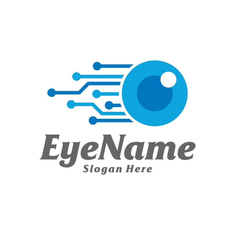 Tech occhio logo design modello. occhio Tech logo concetto vettore. creativo icona simbolo vettore