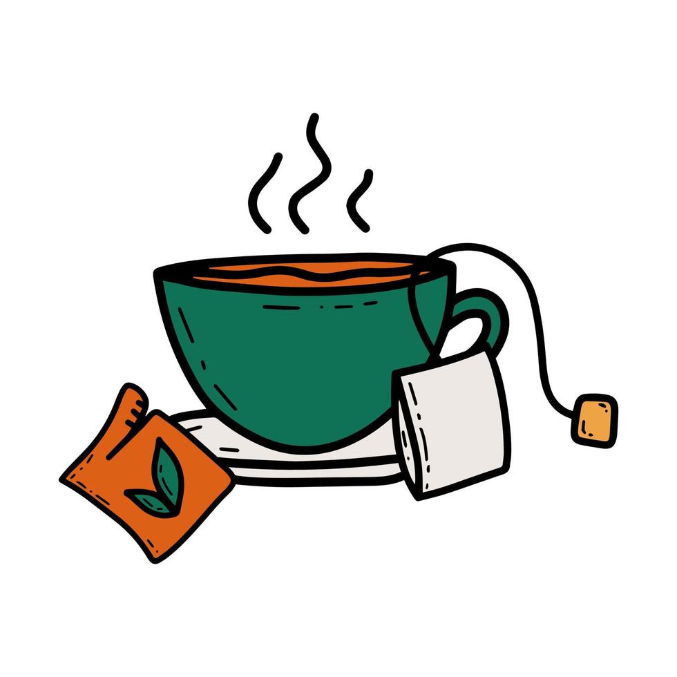 scarabocchio potabile tazza di tè vettore illustrazione clipart