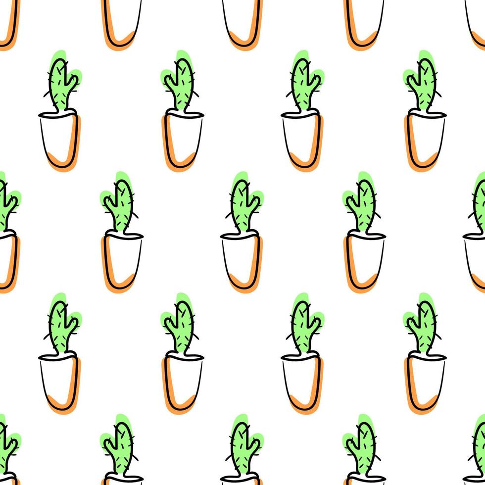 cactus modello. mano disegnato cactus, linea arte design su un' modello per tessile, sfondo, ragnatela. vettore