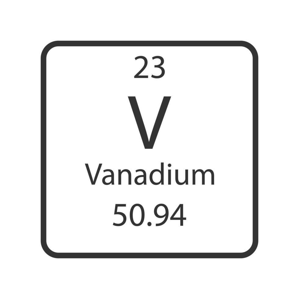 simbolo del vanadio. elemento chimico della tavola periodica. illustrazione vettoriale. vettore