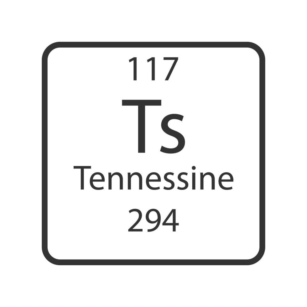 simbolo della tennessina. elemento chimico della tavola periodica. illustrazione vettoriale. vettore