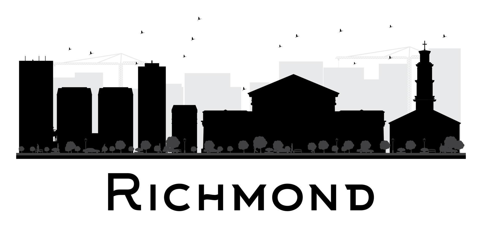 Richmond città orizzonte nero e bianca silhouette. vettore