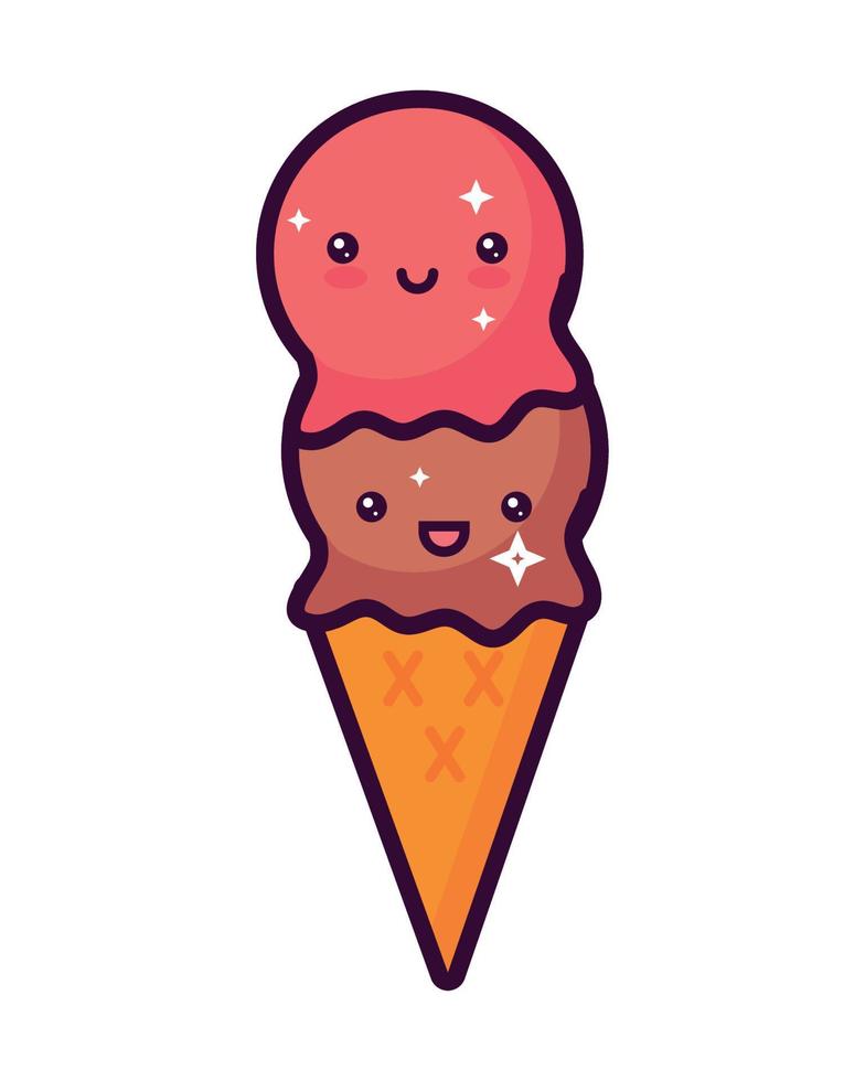 gelato kawaii vettore