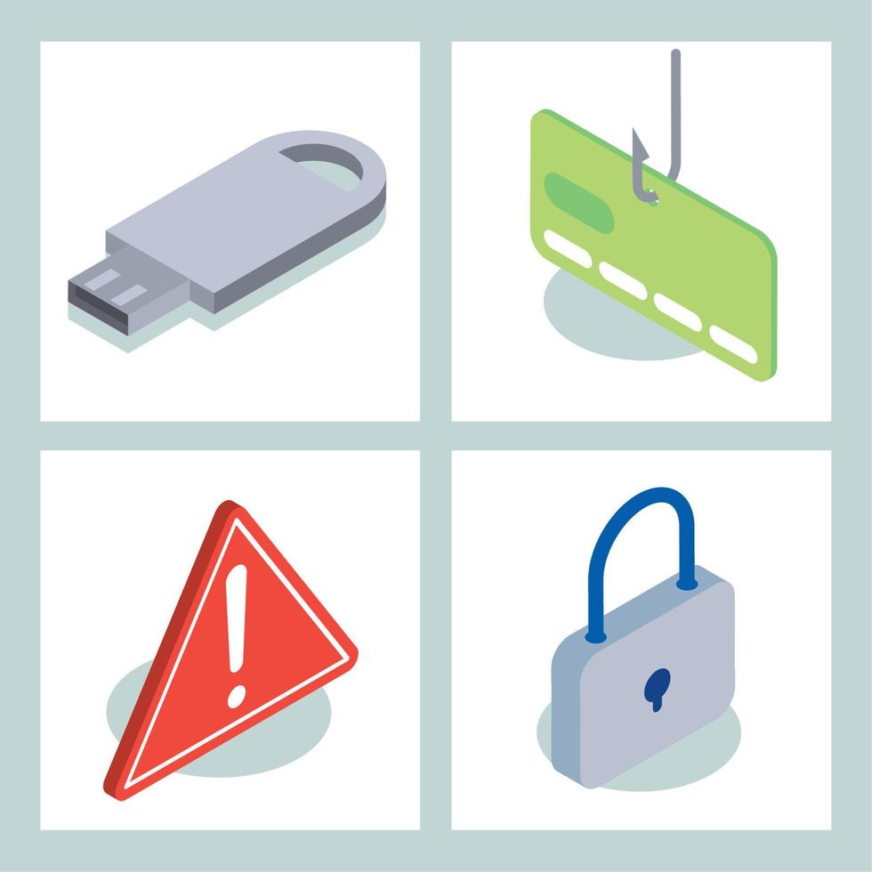 informatica sicurezza icone vettore