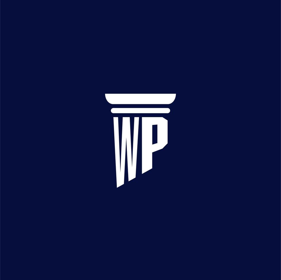 wp iniziale monogramma logo design per legge azienda vettore