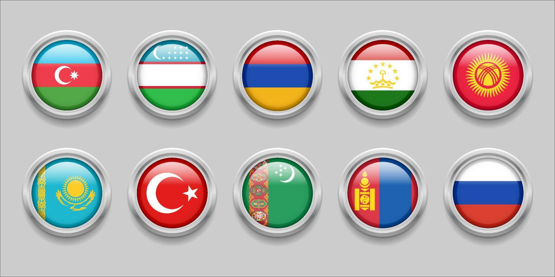 tagikistan, Uzbekistan, kazakistan, turkmeno, Kirghizistan, Armenia, Azerbaigian, tacchino, Mongolia, Russia vettore