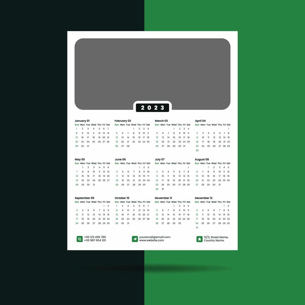 2023 singolo pagina parete calendario design o modello vettore