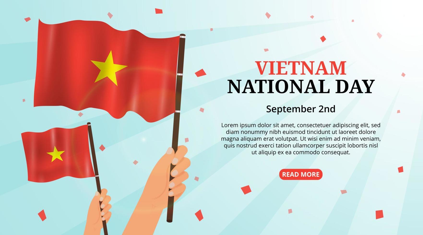 Vietnam nazionale giorno sfondo con persone festeggiare Tenere agitando bandiera vettore