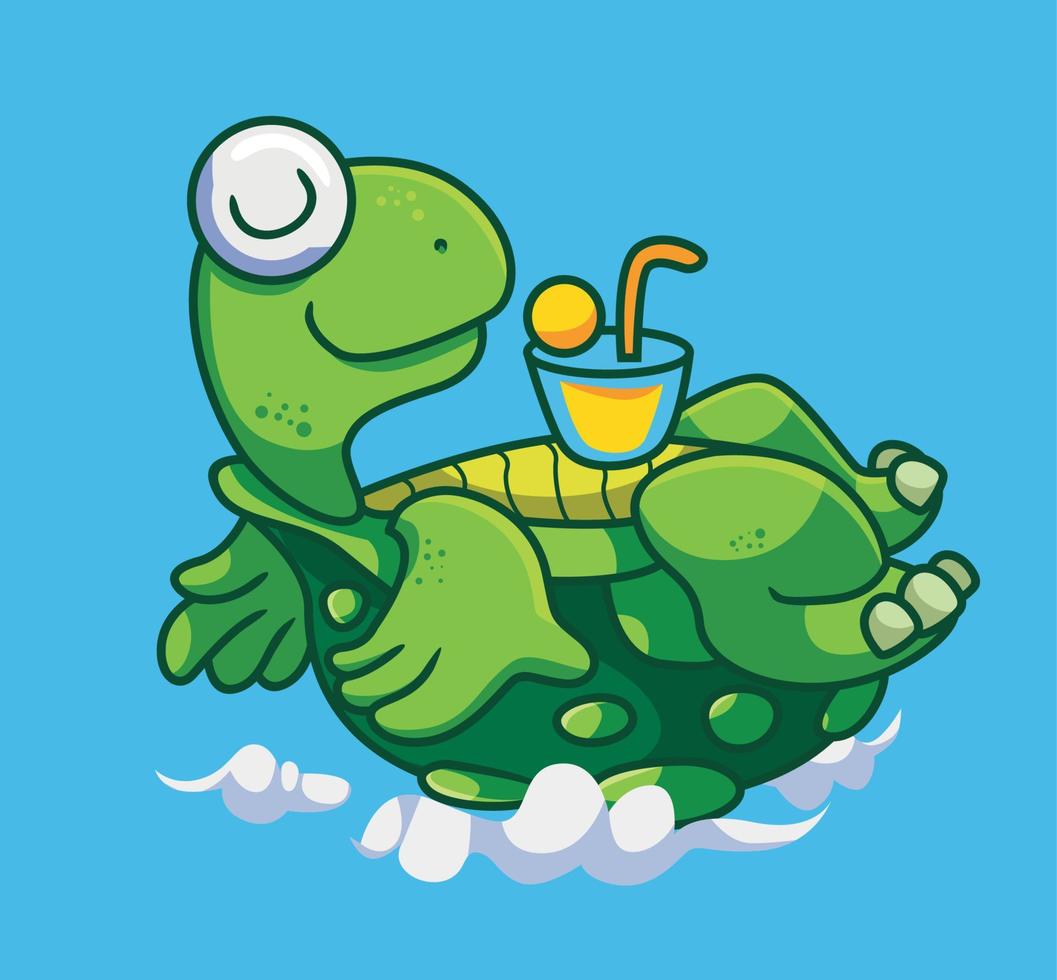 carino cartone animato tartaruga rilassante. isolato cartone animato animale illustrazione vettore