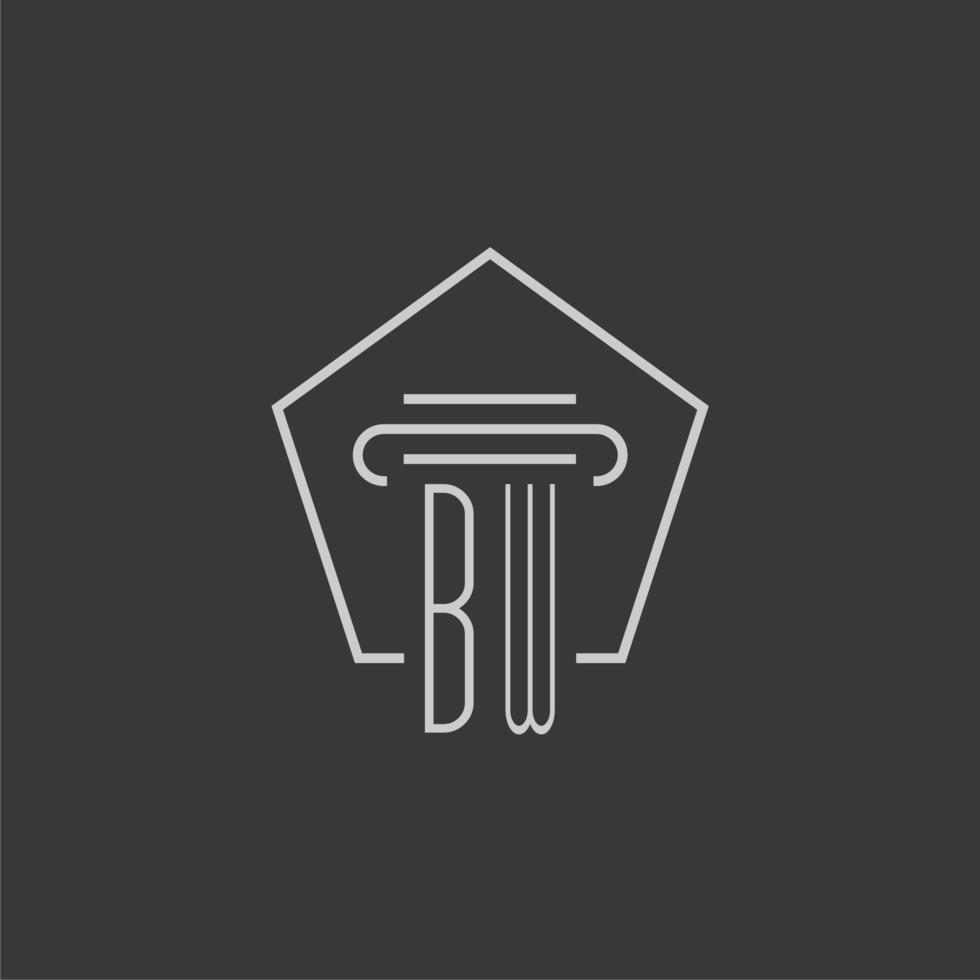 iniziale monogramma bw con monoline pilastro logo design vettore