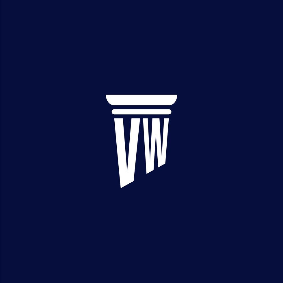 vw iniziale monogramma logo design per legge azienda vettore