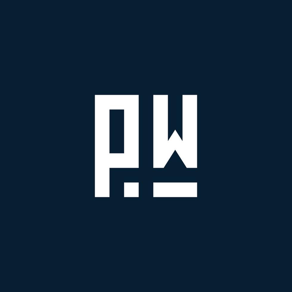 pw iniziale monogramma logo con geometrico stile vettore