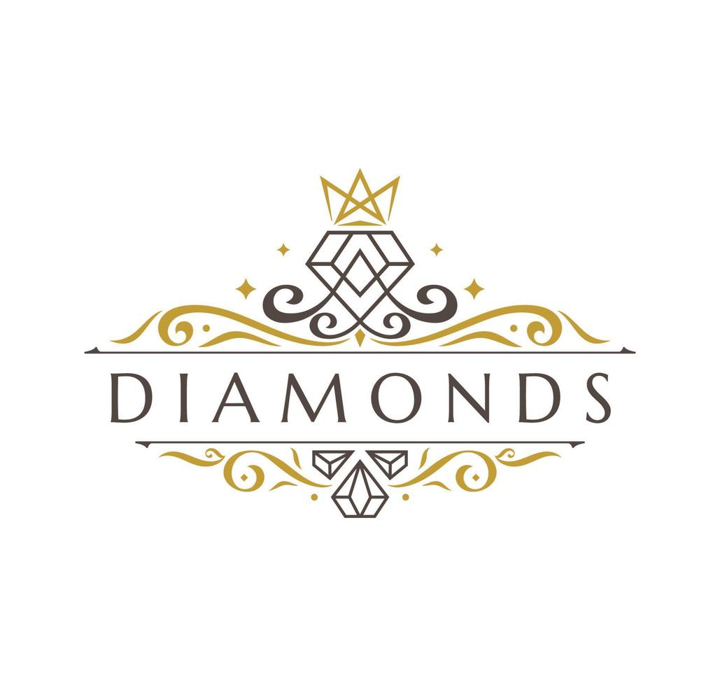 lusso splendente diamante logo design vettore