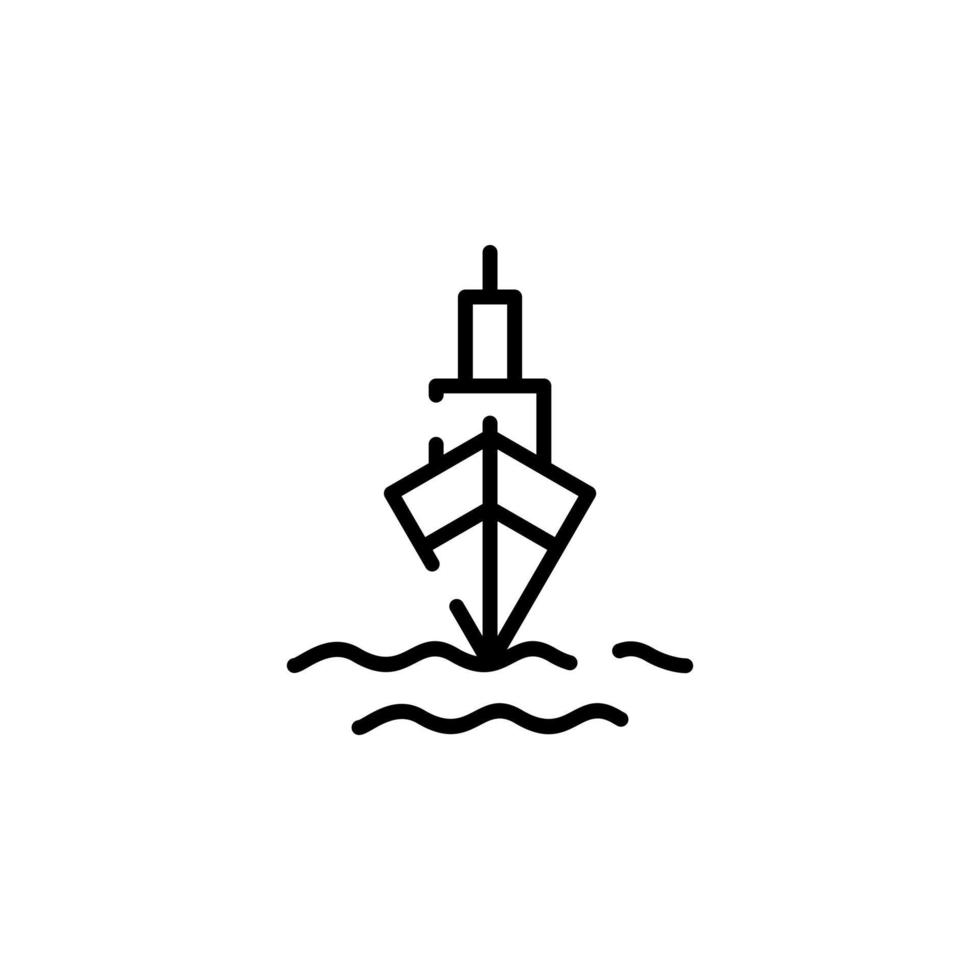nave, barca, barca a vela tratteggiata linea icona vettore illustrazione logo modello. adatto per molti scopi.
