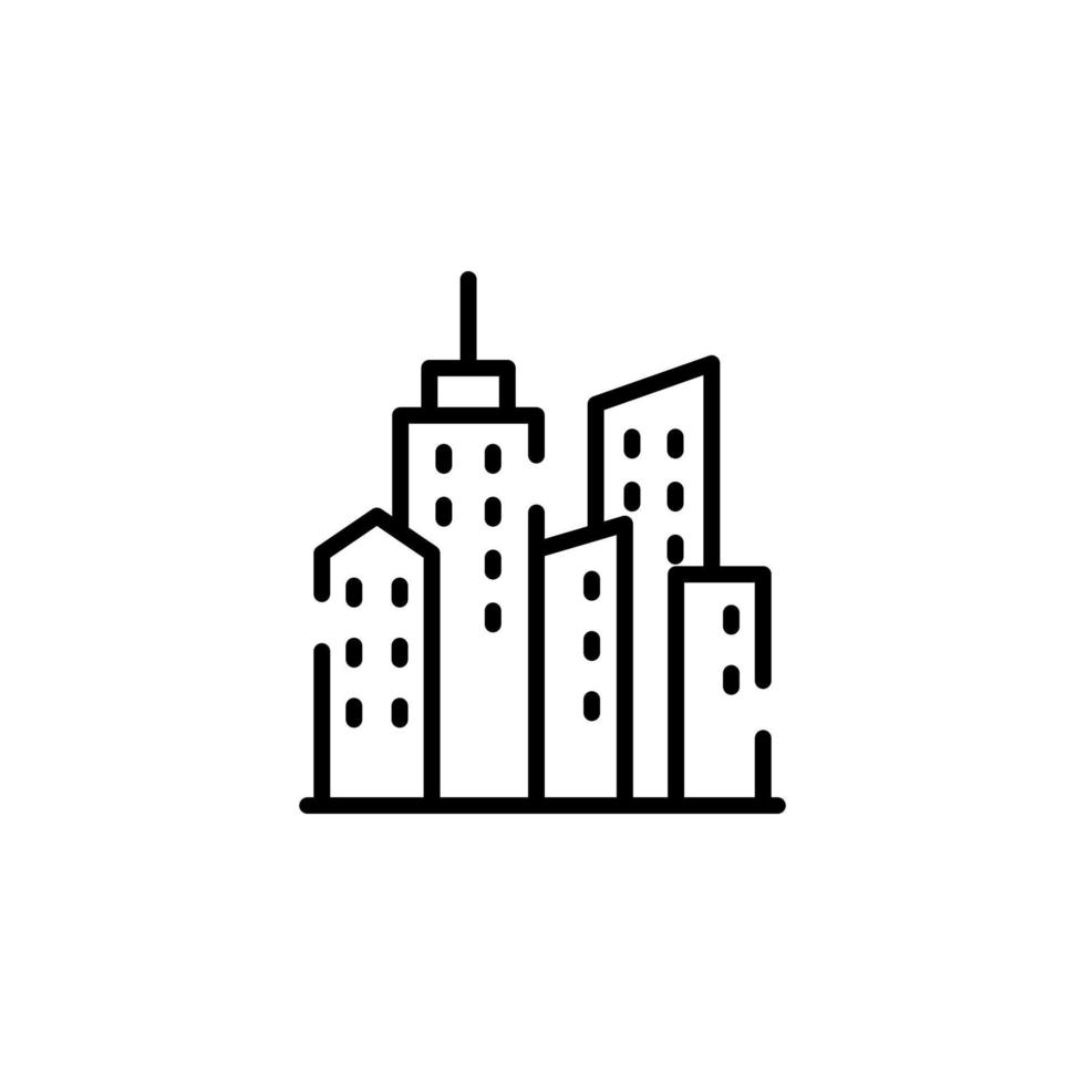 città, cittadina, urbano tratteggiata linea icona vettore illustrazione logo modello. adatto per molti scopi.