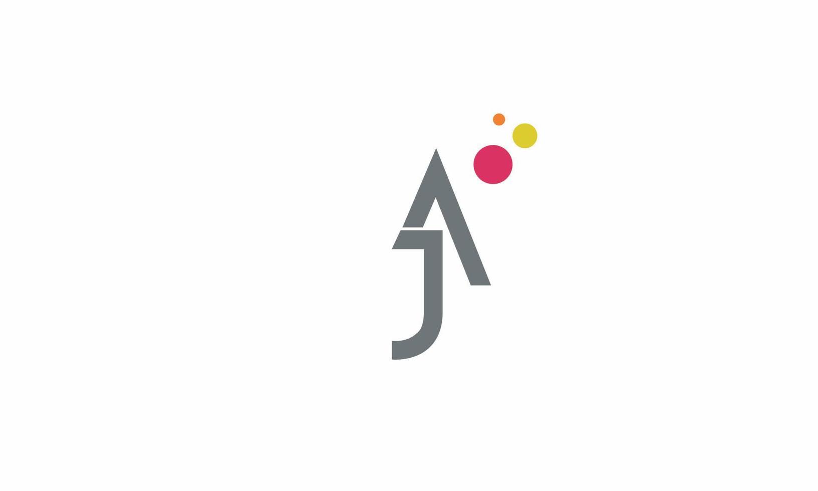 alfabeto lettere iniziali monogramma logo ja, aj, j e a vettore