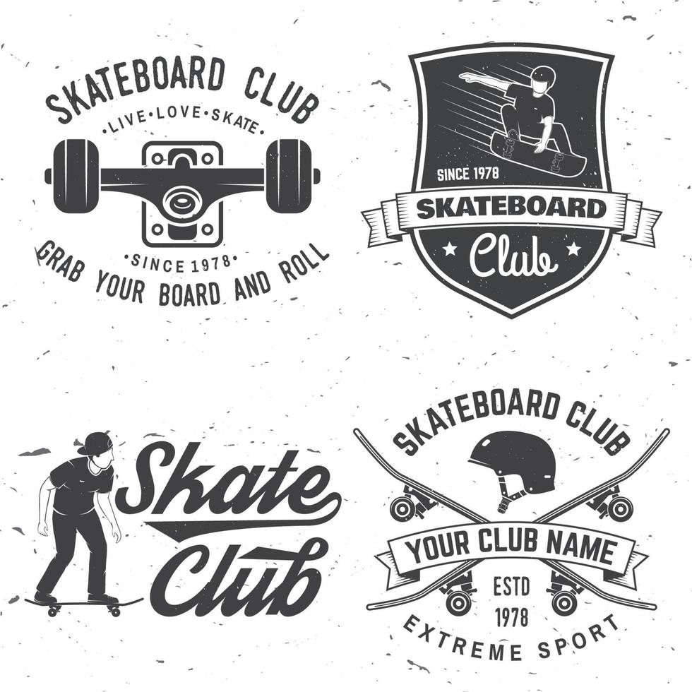 distintivo del club di skateboard. illustrazione vettoriale. vettore