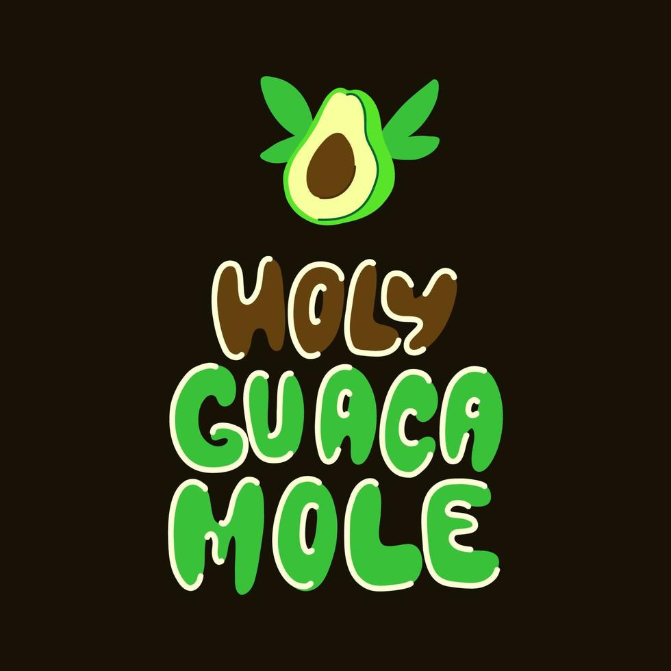 santo guacamole vettore grafica lettering con avocado.