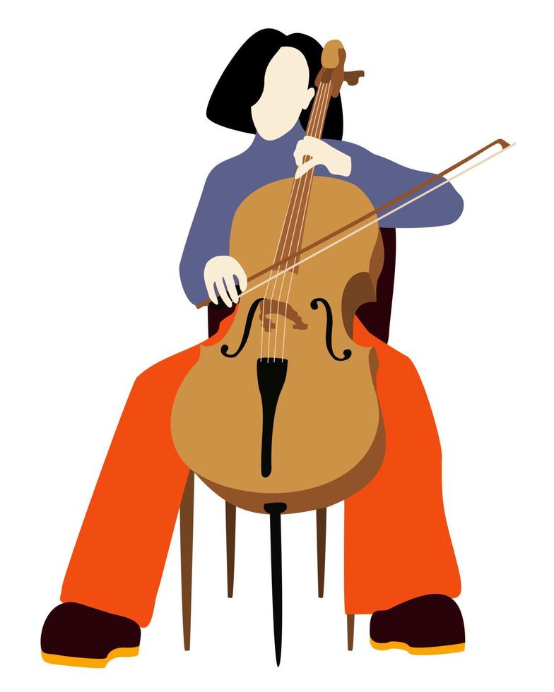 donna giocando violoncello. vettore isolato illustrazione.