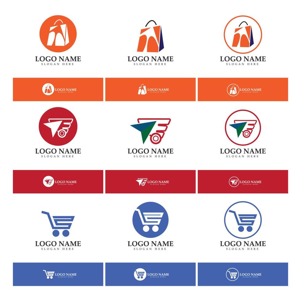logo e-commerce e design del logo del negozio online con un concetto moderno vettore