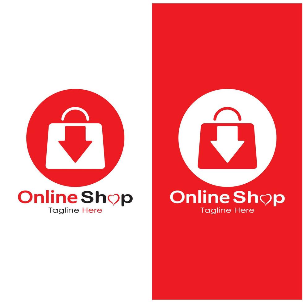 e-commerce logo shopping Borsa e in linea shopping carrello e in linea negozio logo design con moderno concetto vettore