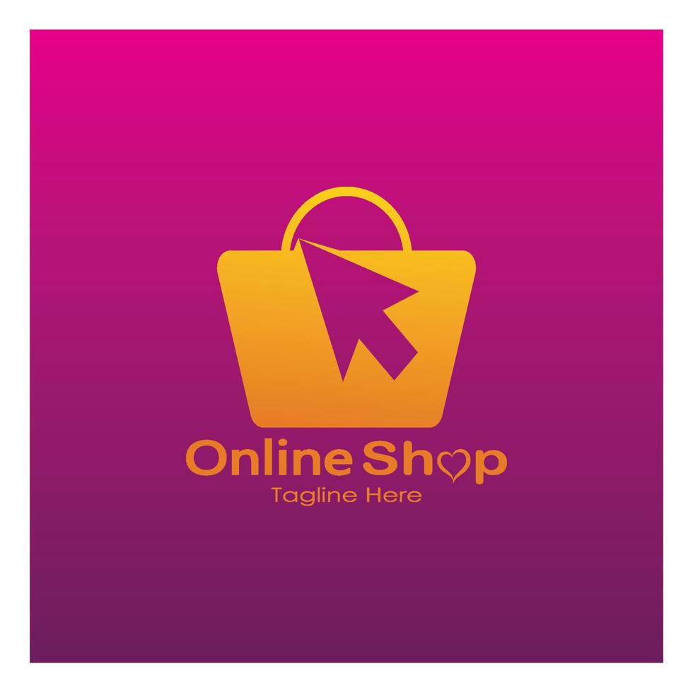 e-commerce logo shopping Borsa e in linea shopping carrello e in linea negozio logo design con moderno concetto vettore