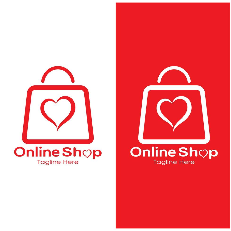 e-commerce logo shopping Borsa e in linea shopping carrello e in linea negozio logo design con moderno concetto vettore