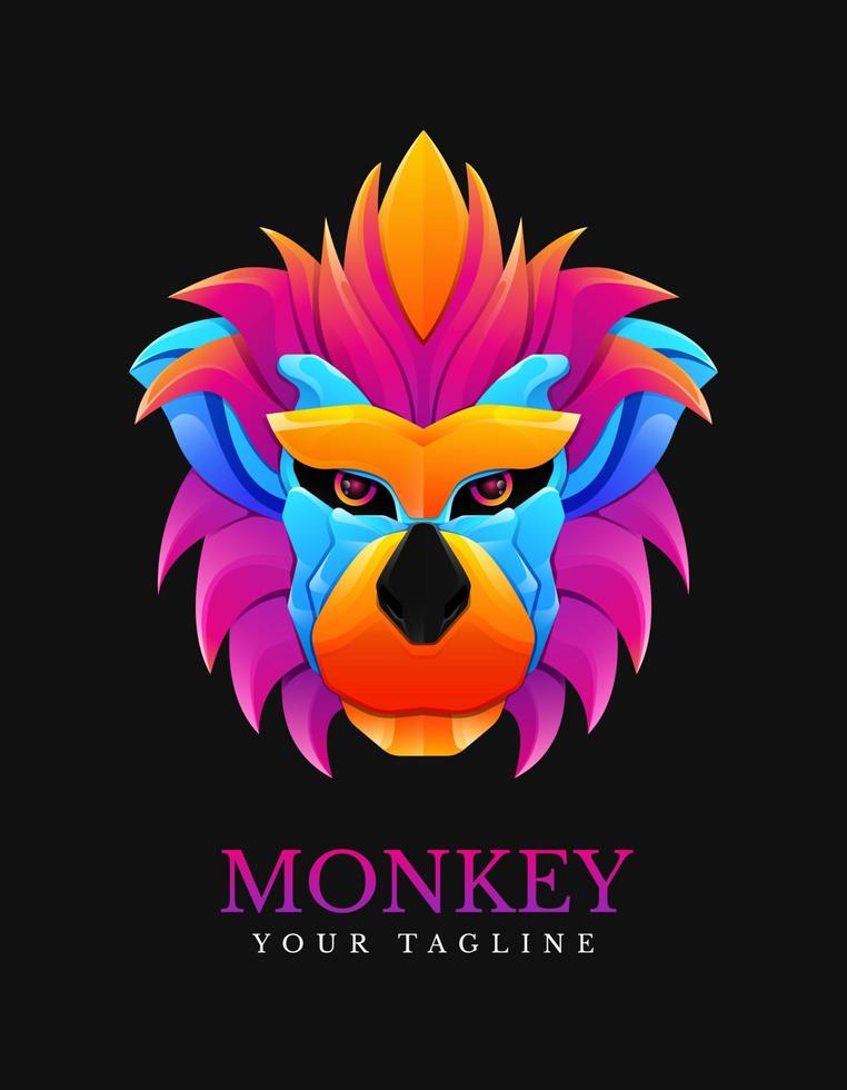 scimmia testa colorato pendenza design vettore