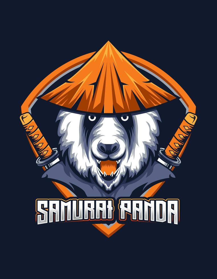 panda samurai portafortuna e-sport gioco logo vettore design